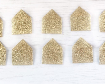 Mini enveloppes et cartes dorées faites main, petits cadeaux de mariage, lot de 10