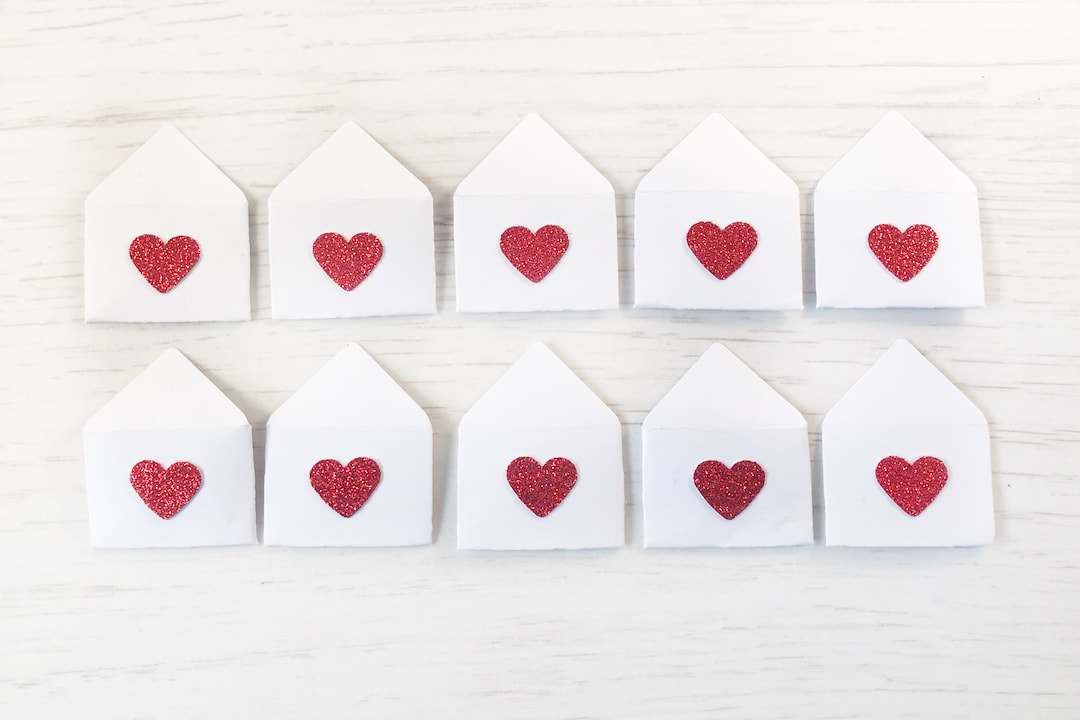 10 Mini Envelopes and Cards, Note Cards, Mini Envelope Valentines ...