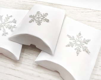 lot de 3, coffret cadeau de Noël vide, coffrets cadeaux, coffret cadeau flocon de neige, coffret cadeau oreiller, flocons de neige argentés, coffret cadeau bijoux, boîtes blanches