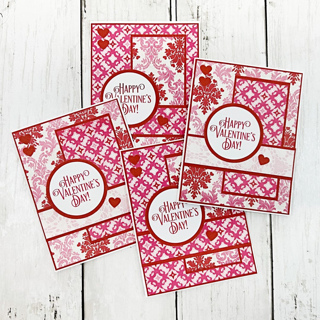 Handmade Happy Valentine's Day Cards, Set of 4 Greeting Cards - Etsy
