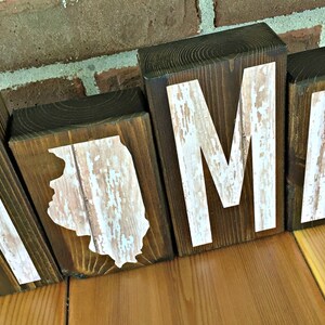 Illinois Home Rustic Wooden Letter Block Set, Farmhouse Style Decor for Shelf, Mantle or Tabletop image 5