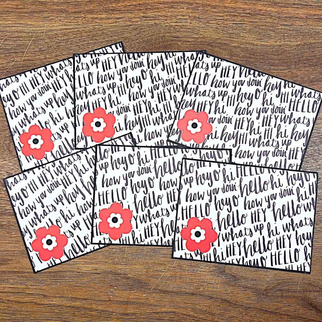 Hello Note Card Set of 6, Handmade Simple Black and White Cards - Etsy