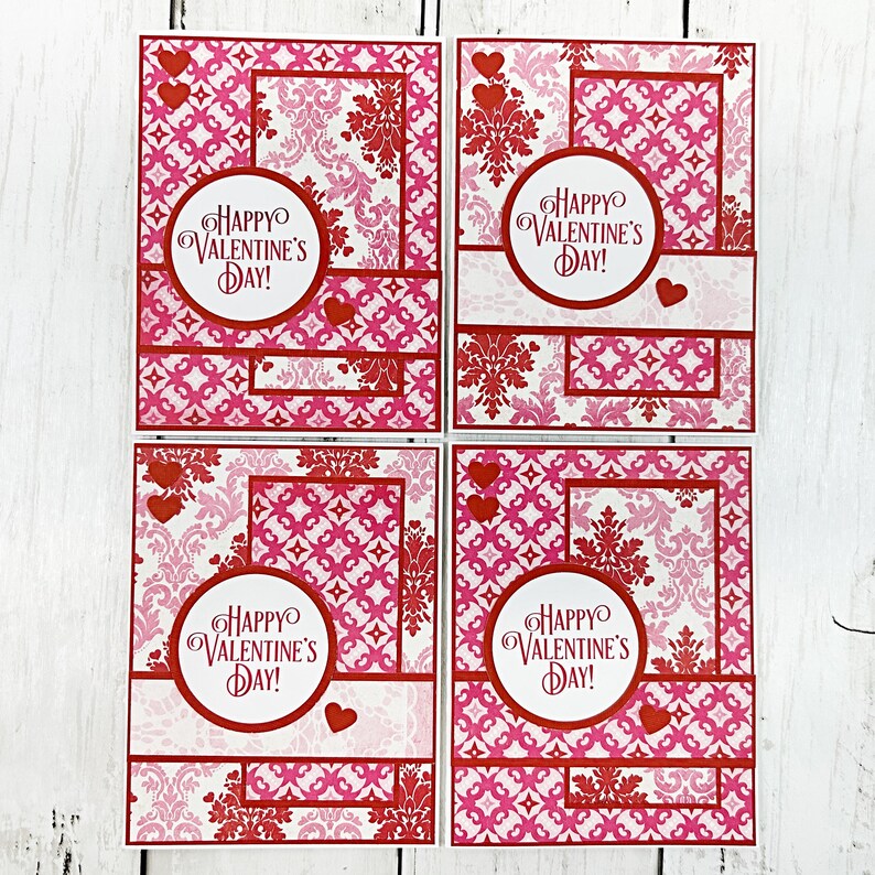 Handmade Happy Valentine's Day Cards, Set of 4 Greeting Cards - Etsy