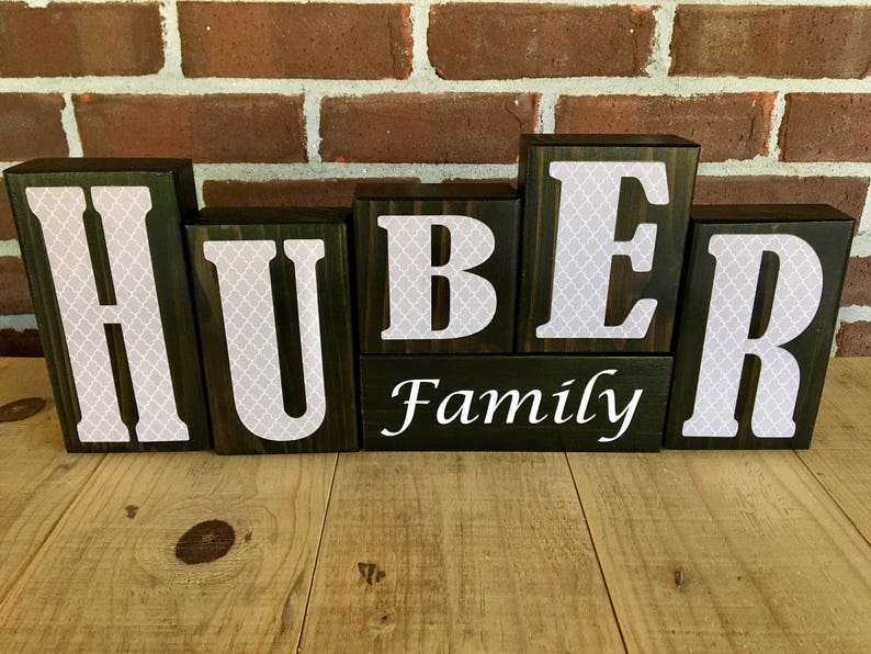 Name Block Letters Custom Last Name Letter Block Set, Personalized Name Decor for Shelf ...
