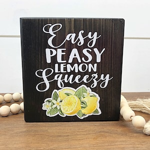 Yousoontic 4-Piece Lemon Table Decor Set - Easy Peasy Lemon Squeezy Wooden Signs For Farmhouse Tiered Trays - View #6