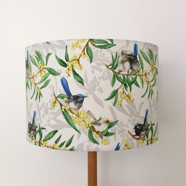 Blue Wren & Golden Wattle Lampshade