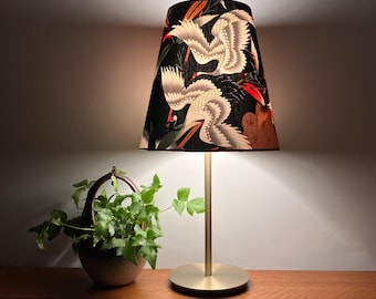 Tapered Japanese Cranes & Bamboo Lampshade