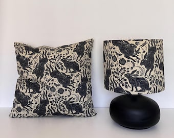 Black Rabbit Ceramic Table Lamp + Cushion
