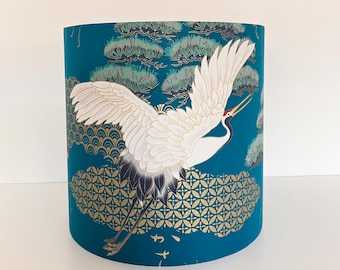 GOLD lined Japanese Crane & Dragon Lampshade