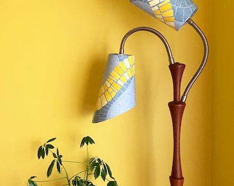 2x Yellow Serpentine Gooseneck Scuttle Lampshades