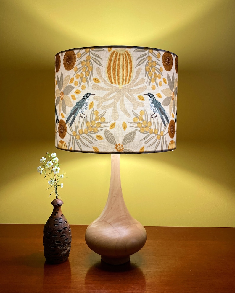 Wattlebird & Yellow Banksia Lampshade image 2