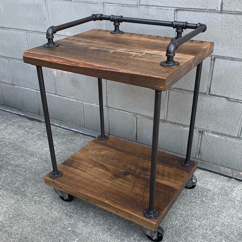 Reclaimed Barn Wood Bar Cart Etsy