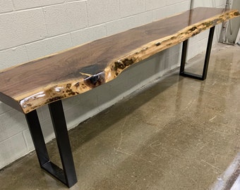 Gray Live Edge Sofa Bar Table 9 Restaurant Counter Etsy