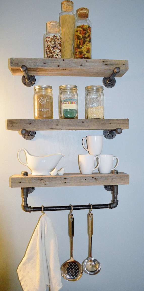 Reclaimed Barn Wood Kitchen Shelves, Reclaimed Wood Kitchen Shelves