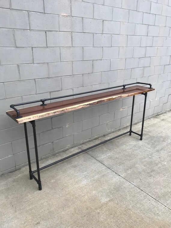 Live Edge Black Walnut 6 Foot Sofa Bar Table Live Edge Black Walnut 6 Foot Sofa Bar Table