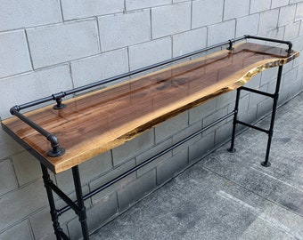 Live Edge Black Walnut Sofa Bar Table - 7ft - Restaurant Counter Community Cafe Coffee Conference Office Meeting Pub High Top