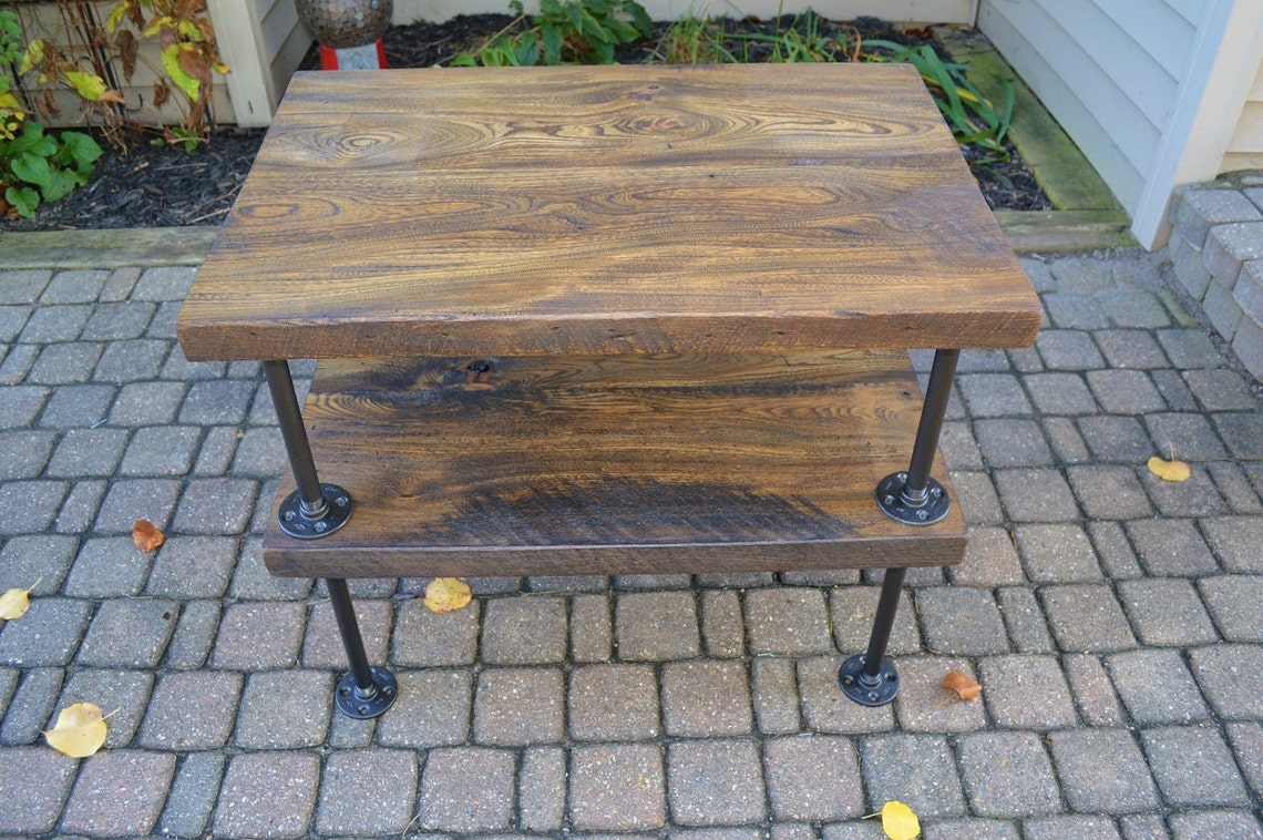 Reclaimed Barn Wood 2 Tier End Table Etsy