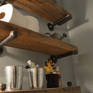 Reclaimed Barn Wood Bathroom Shelves image 4