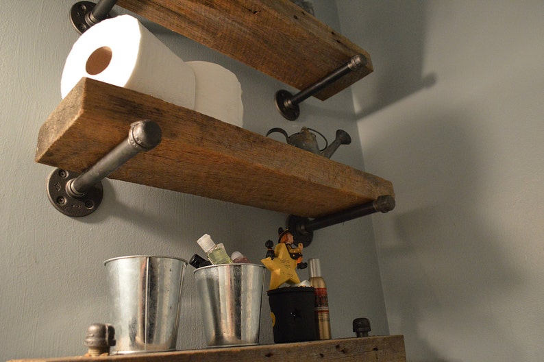 Reclaimed Barn Wood Bathroom Shelves image 4