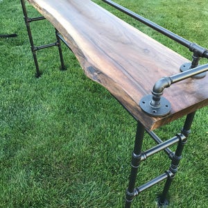 Live Edge Black Walnut Sofa Bar Table - 8ft