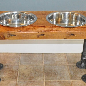 Reclaimed Barn Wood Large Raised Dog Feeder