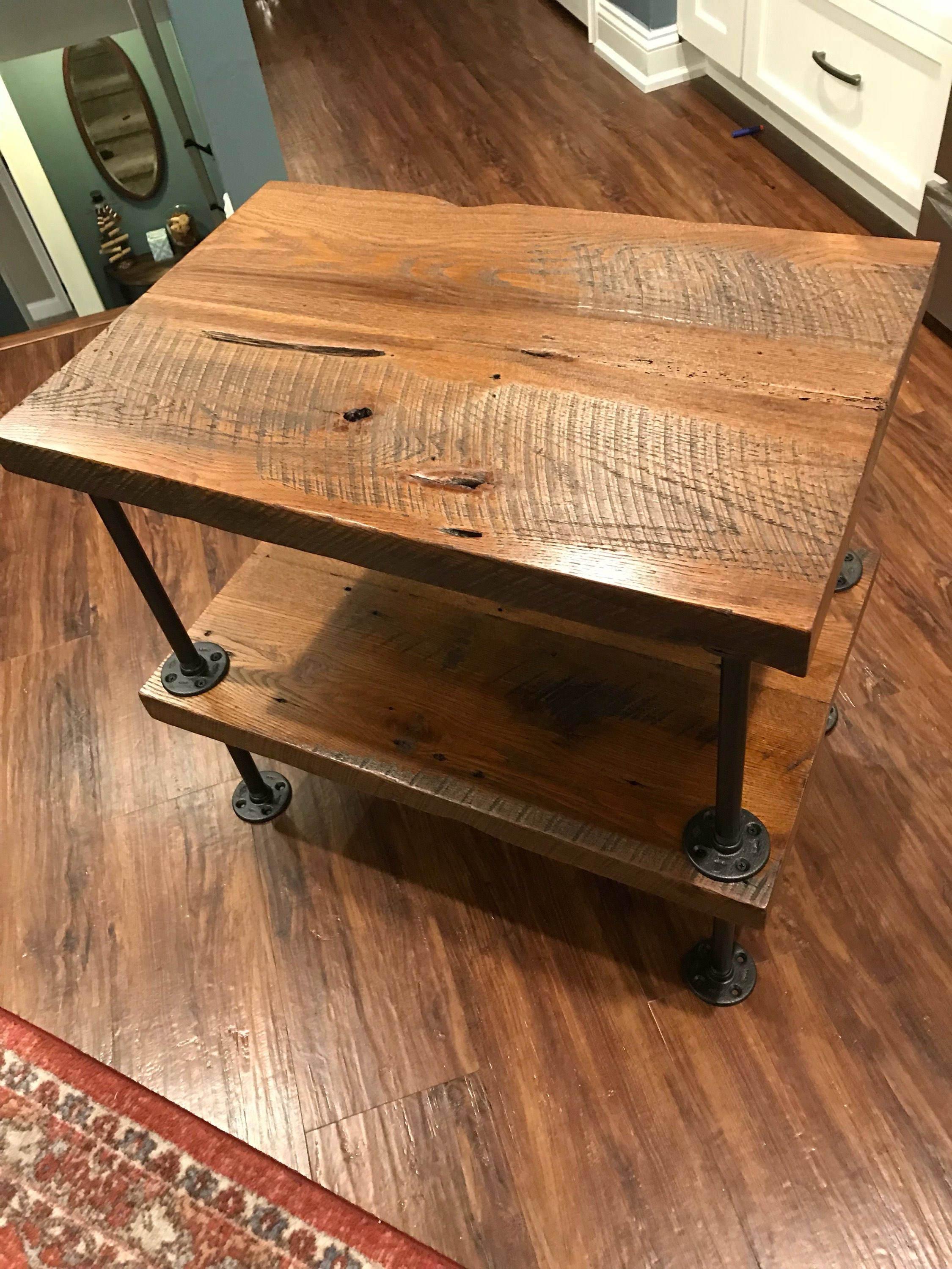 Reclaimed Barn Wood 2 Tier End Table Etsy