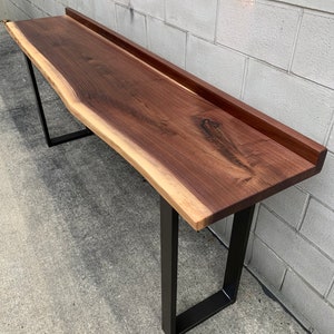 Black Walnut Live Edge Sofa Bar Table Restaurant Counter Community Cafe Coffee Conference Office Meeting Pub High Top