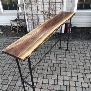 Live Edge Black Walnut Sofa Table - 6 ft - Restaurant Counter Community Cafe Coffee Conference Office Meeting Pub High Top
