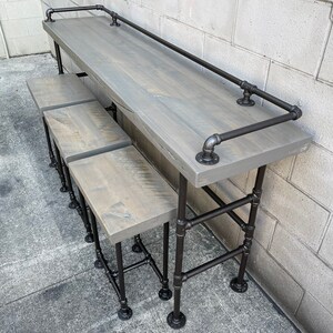 Reclaimed Gray Reclaimed Barn Wood Sofa Bar Table 5fT-6ft Restaurant Counter Community Cafe Coffee Conference Office Meeting Pub High Top image 5