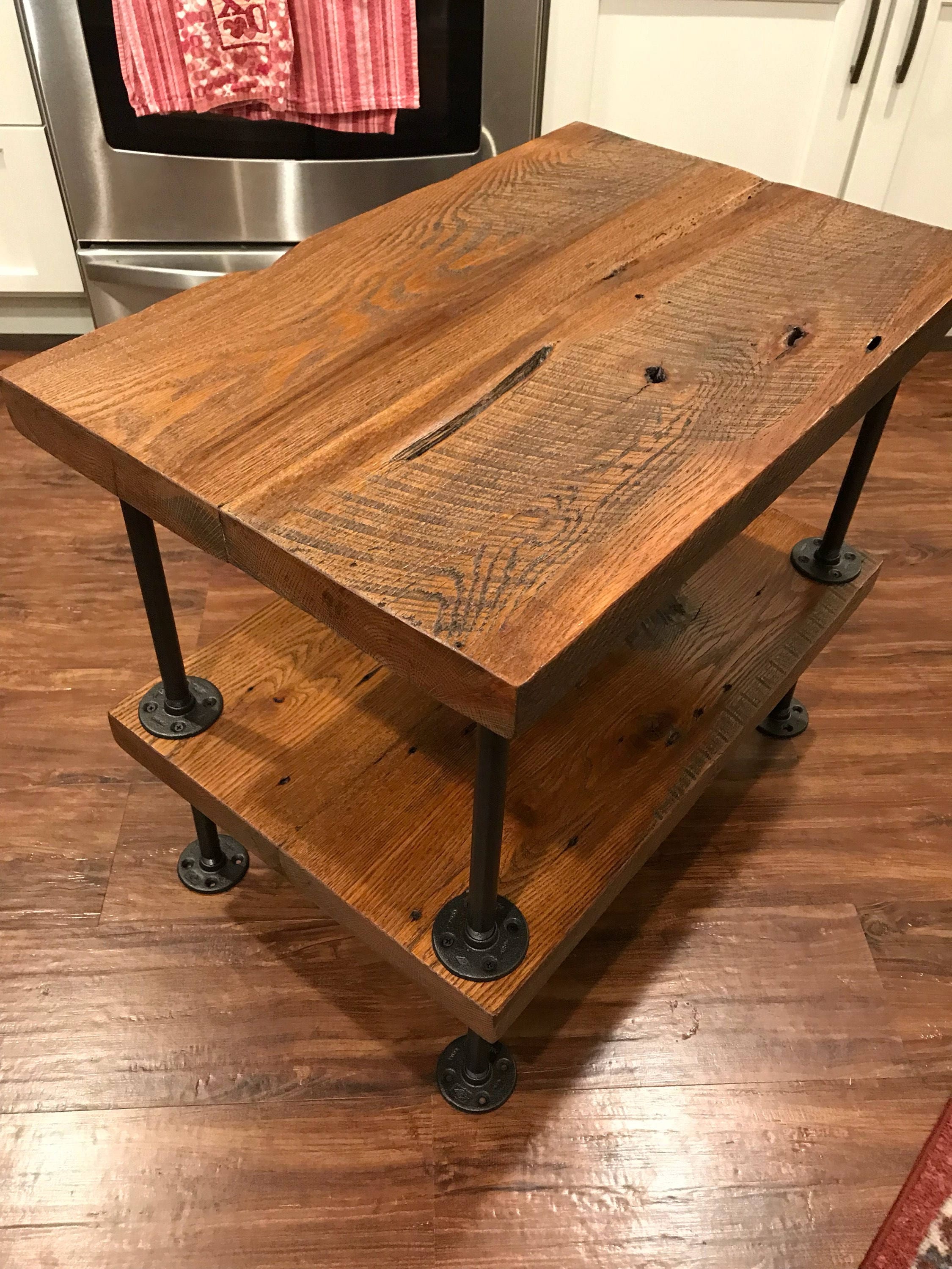 Reclaimed Barn Wood 2 Tier End Table Etsy