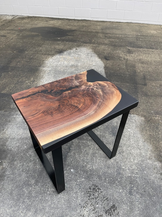 Unique Side Table, Small Epoxy Table, Black Epoxy Table, Night