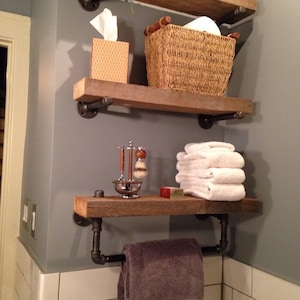 Reclaimed Barn Wood Bathroom Shelves image 3