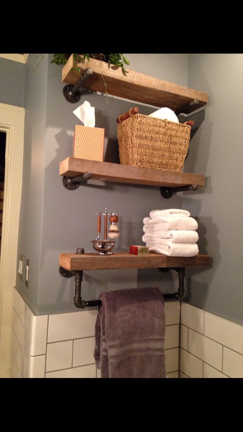 Reclaimed Barn Wood Bathroom Shelves image 3
