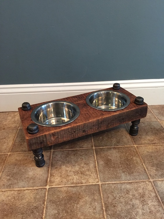 Reclaimed Barn Wood Floating Raised Dog Feeder -  Canada