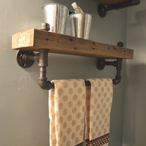 Barn Wood Towel Bar Bathroom Shelf