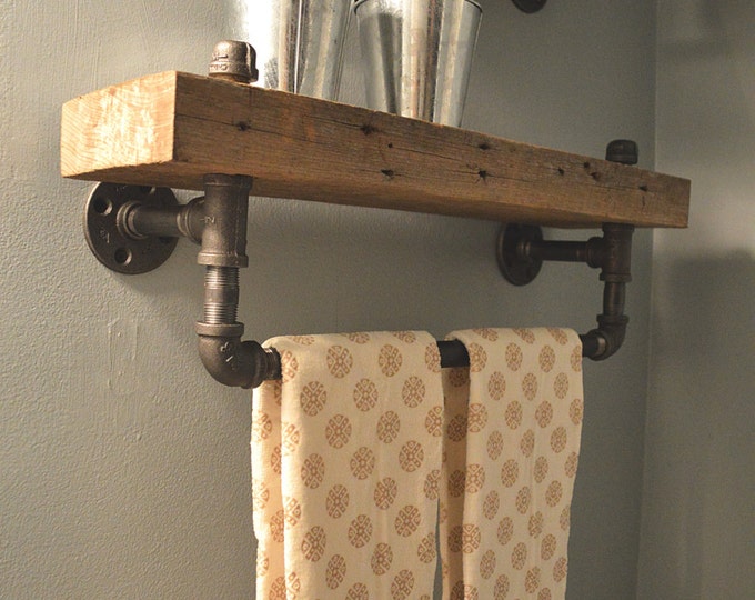 Barn Wood Towel Bar Bathroom Shelf - Etsy