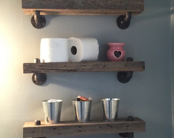 Reclaimed Barn Wood Bathroom Shelves