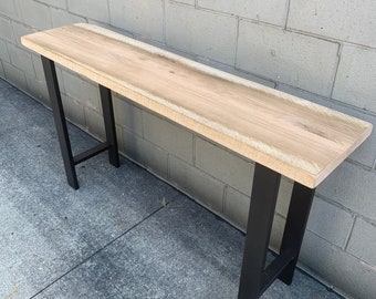 Handmade Reclaimed Barn Wood Sofa Table with Steel Legs