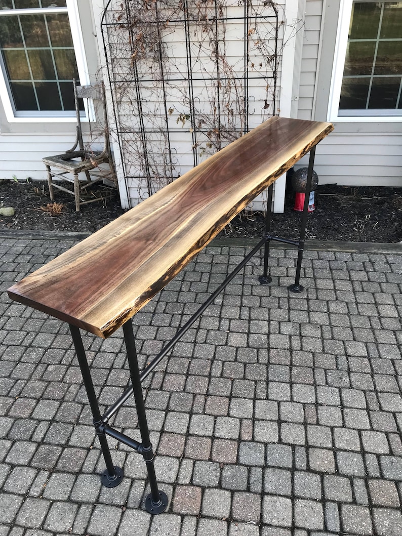 Live Edge Walnut Sofa Bar Table 7ft Etsy