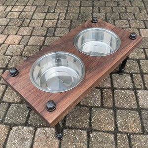 Walnut Raised Dog Feeder