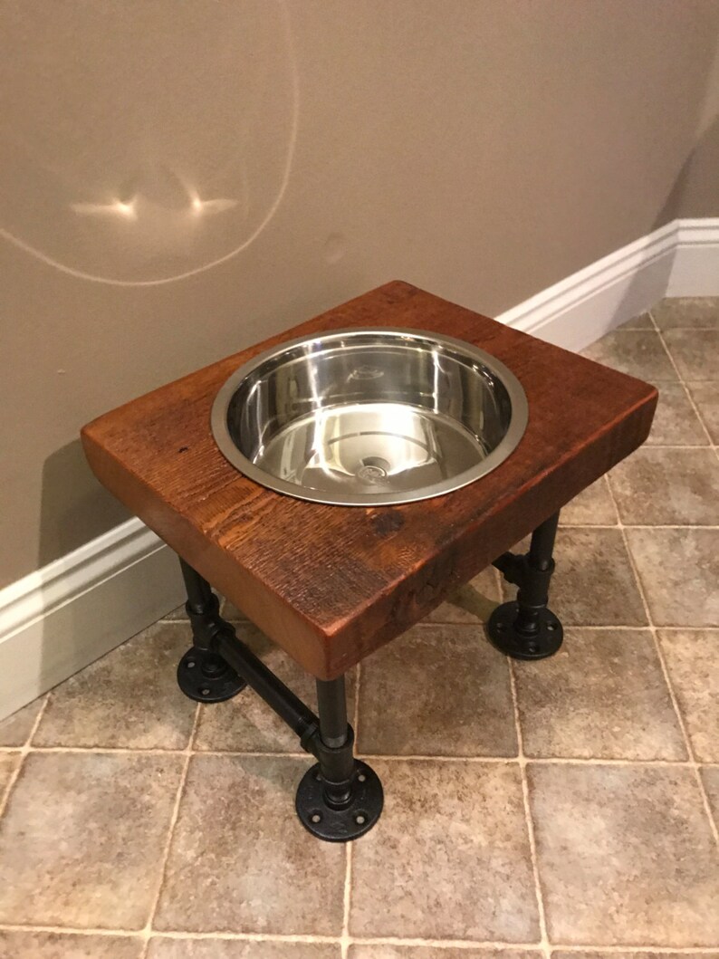 Reclaimed Barn Wood Single Dog Bowl Raised Feeder Etsy