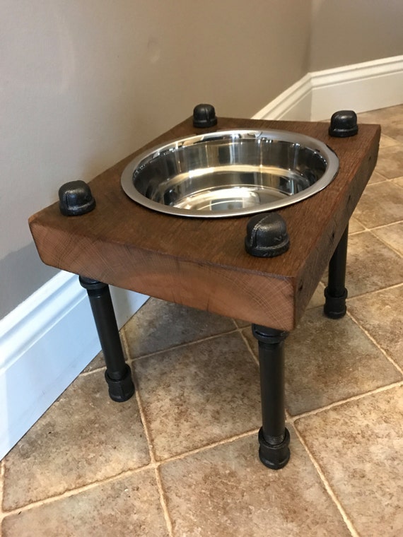 Reclaimed Barn Wood Floating Raised Dog Feeder -  Canada