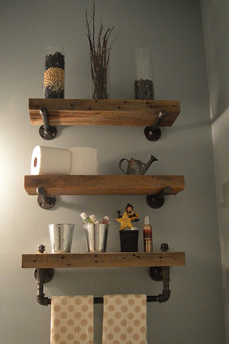 Reclaimed Barn Wood Bathroom Shelves image 1