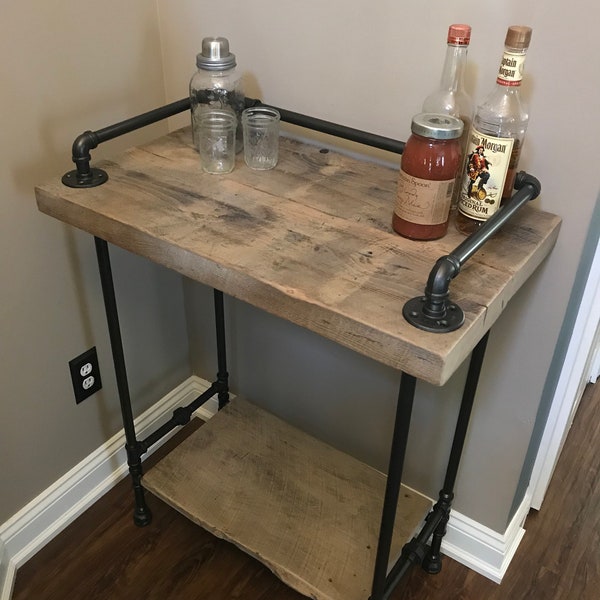 Reclaimed Barn Wood Bar Cart