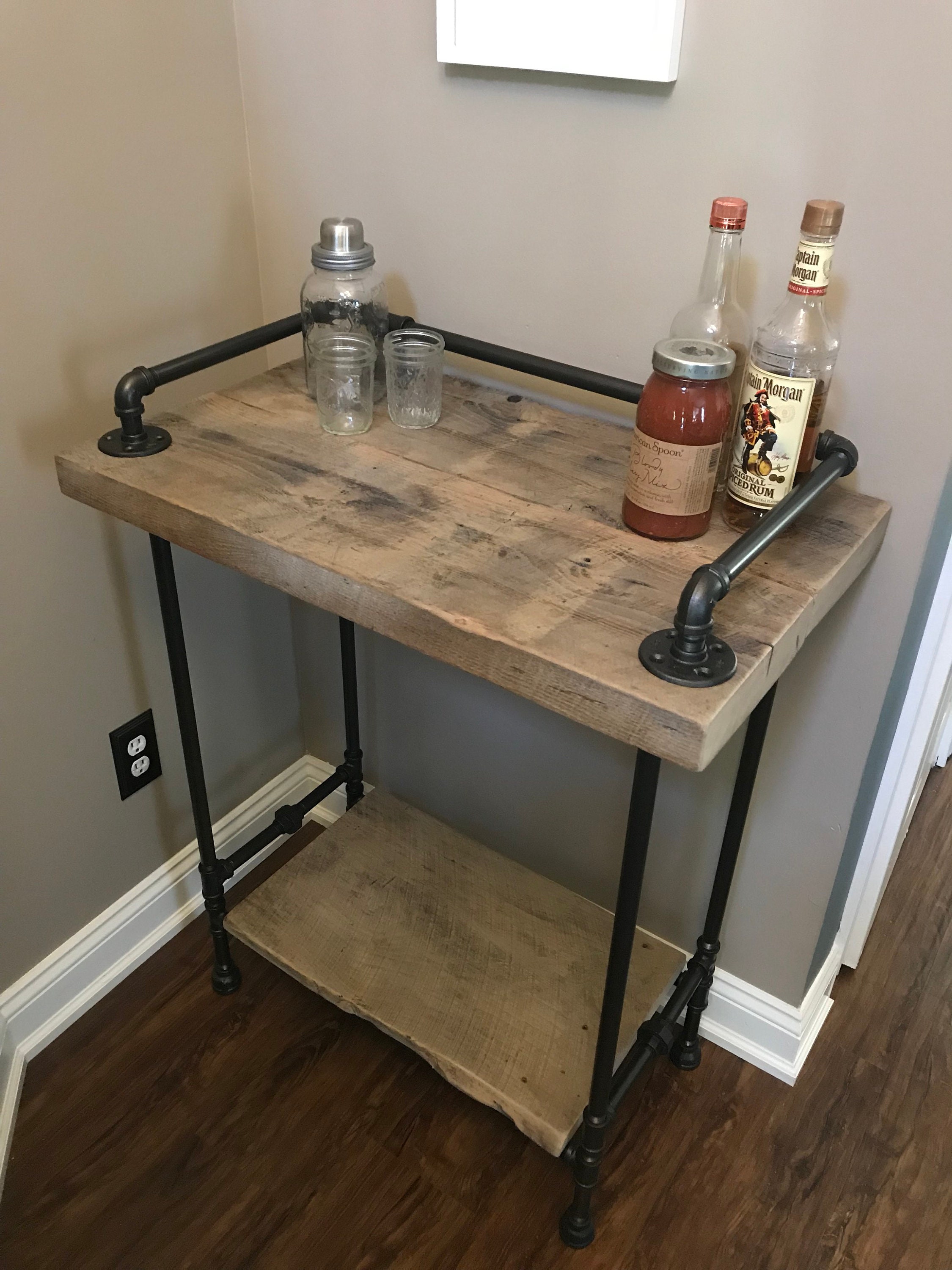 Reclaimed Barn Wood Bar Cart Etsy