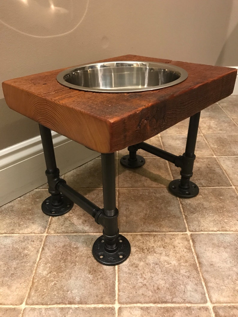 Reclaimed Barn Wood Single Dog Bowl Raised Feeder Etsy