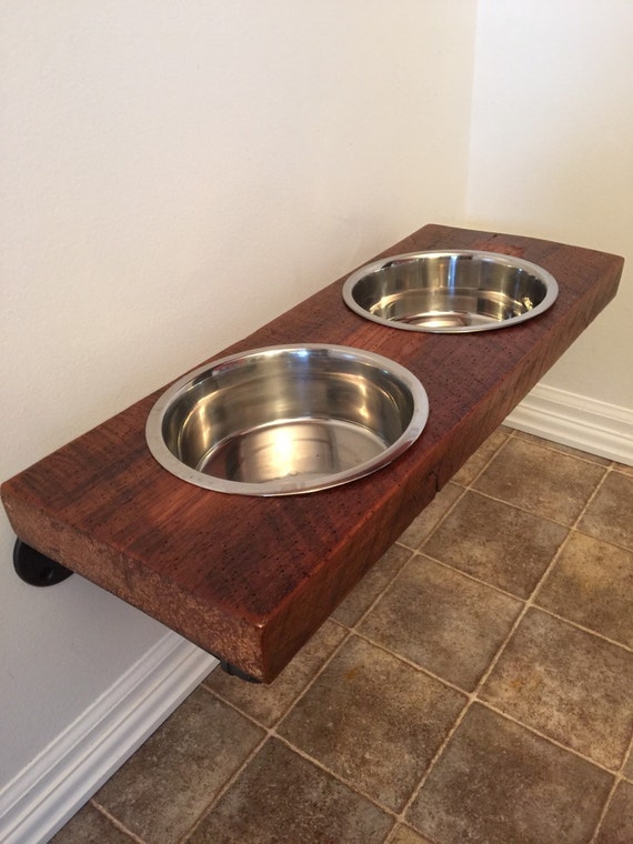 Reclaimed Barn Wood Floating Raised Dog Feeder Etsy