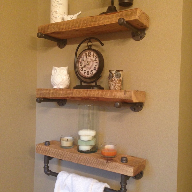 Reclaimed Barn Wood Bathroom Shelves image 2