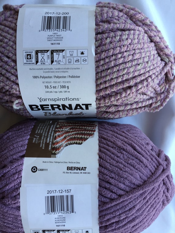 Aubergine 10832 Purple Twist 10831 & Purple Haze 10839 Bernat Baby Blanket  Yarn220yds 10.5 Oz Super Bulky 6 Chenille Soft Yarn -  Singapore