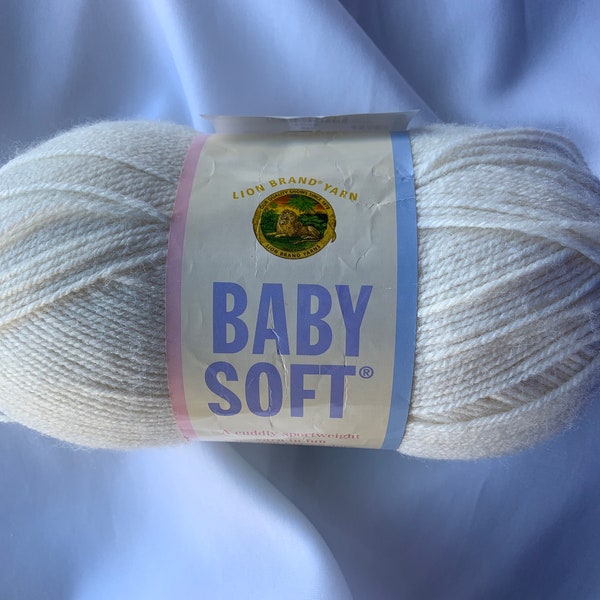 Lion Brand Yarns Baby Soft Sportweight Yarn ~ Acrylic Nylon Blend Color CREAM ~ 5 oz ~ 459 yds ~ Crochet or Knitting Supply dcoyshouseofyarn